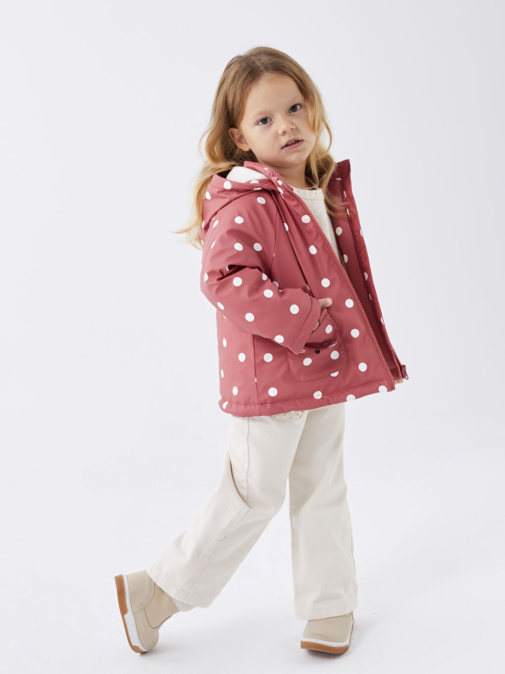 LC Waikiki Hooded Long Sleeve Baby Girl Coat -W31238Z1-LQV