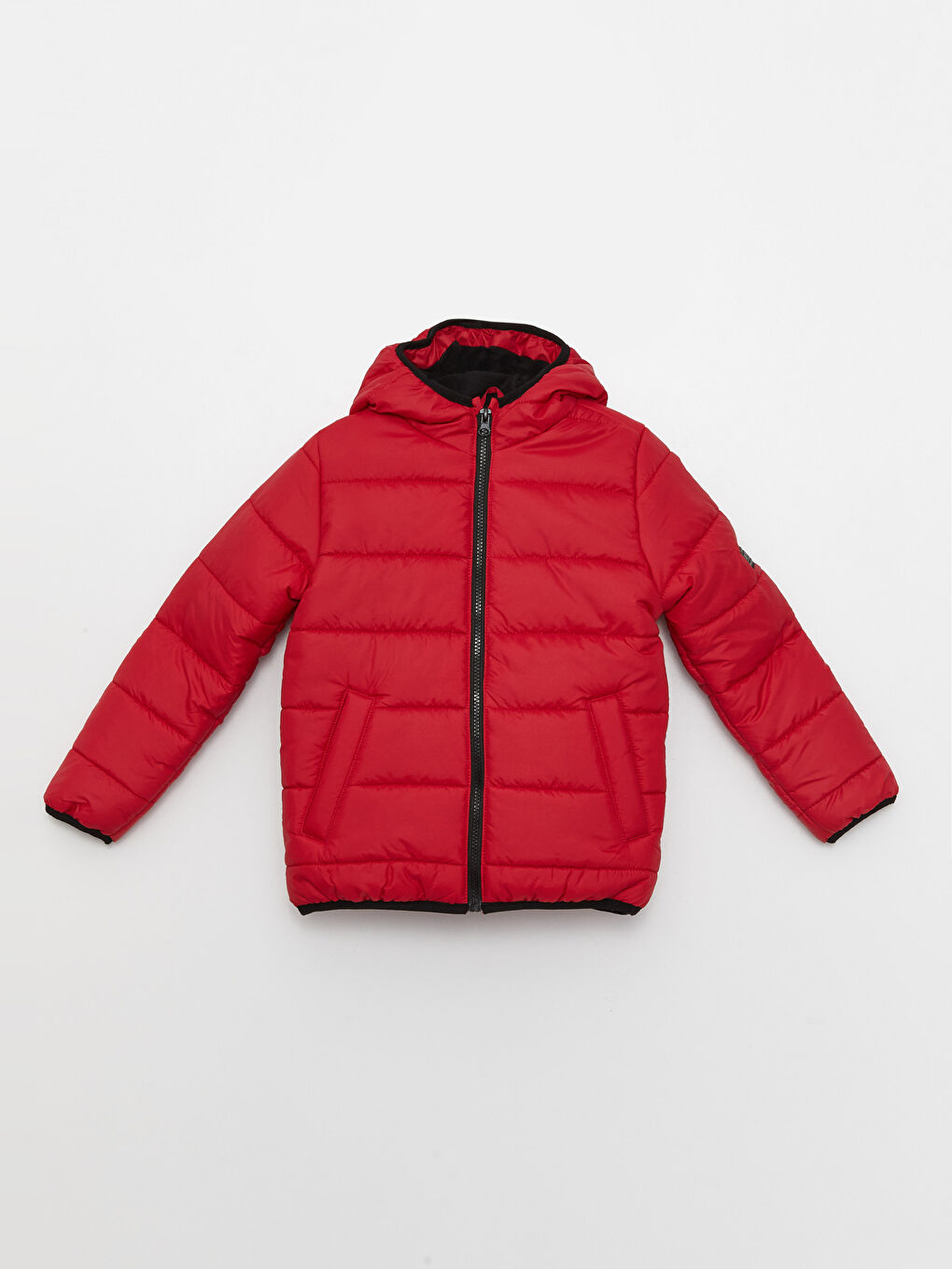 Kırmızı Kapüşonlu Basic Erkek Çocuk Şişme Mont