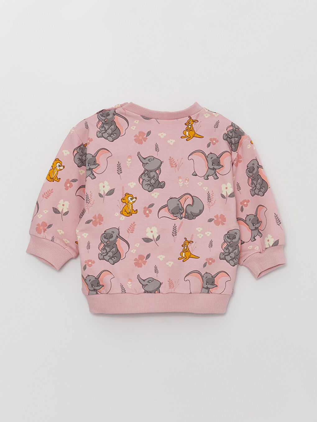 LCW baby Pembe Bisiklet Yaka Uzun Kollu Dumbo Baskılı Kız Bebek Sweatshirt ve Tayt 2'li Takım - 2