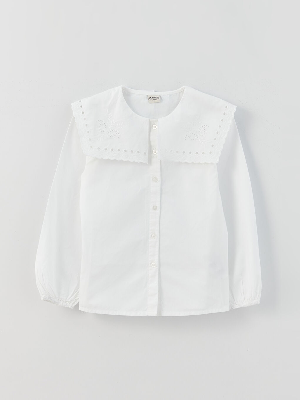 Cămașă cu Guler Peter Pan și Mânecă Lungă pentru Fete