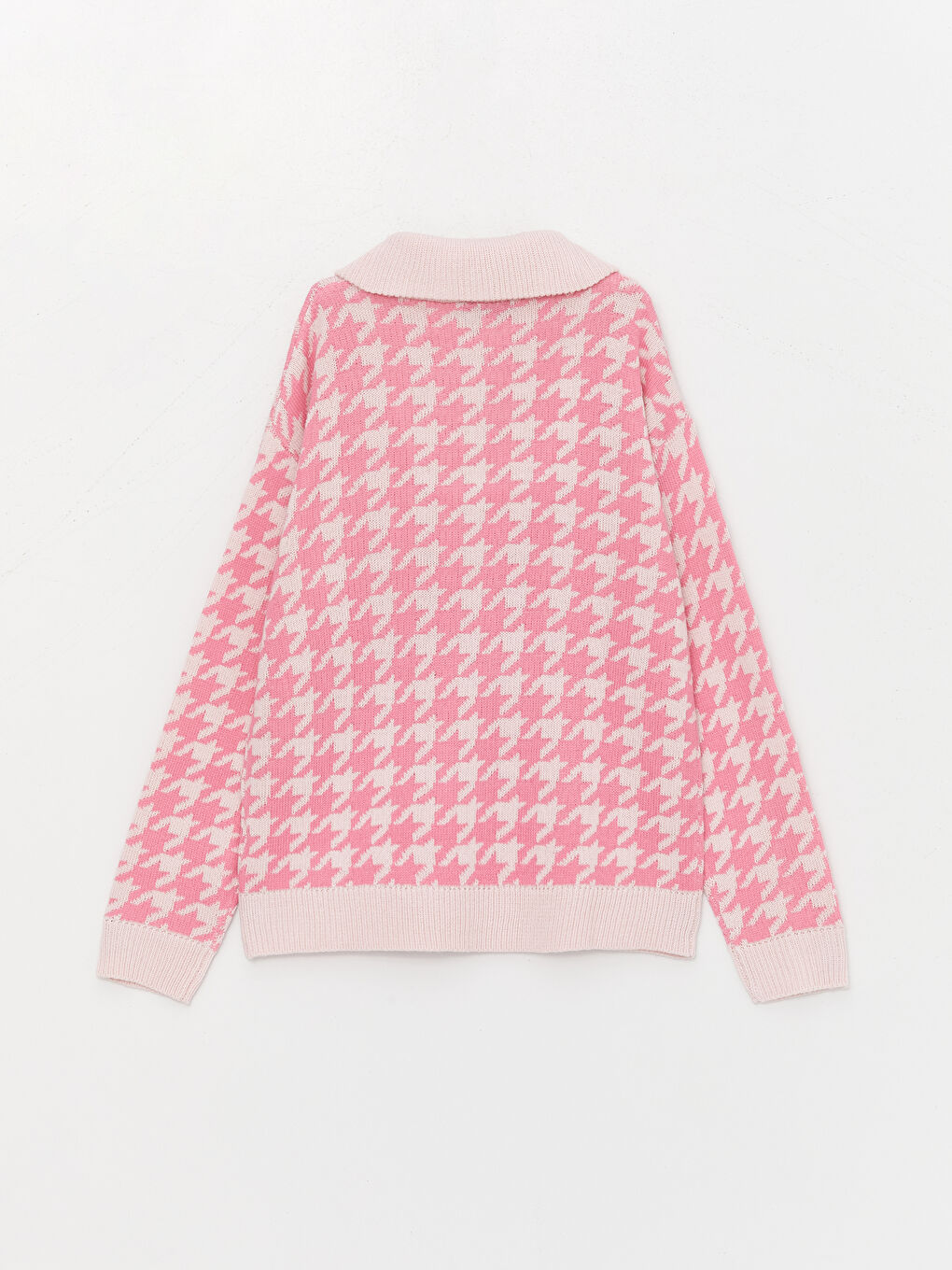 LCW Kids Polo Neck Houndstooth Patterned Girl's Knitwear Sweater -W31289Z4-LNQ