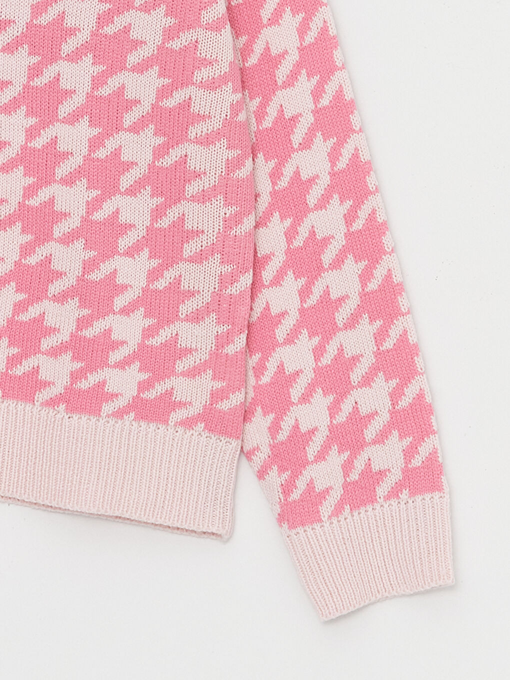 LCW Kids Polo Neck Houndstooth Patterned Girl's Knitwear Sweater -W31289Z4-LNQ