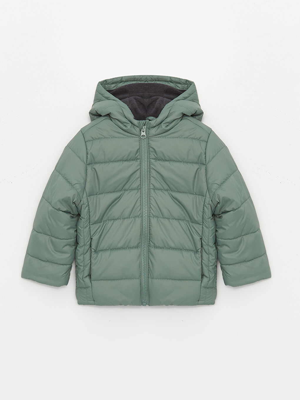 Yeşil Kapüşonlu Uzun Kollu Erkek Bebek Şişme Mont
