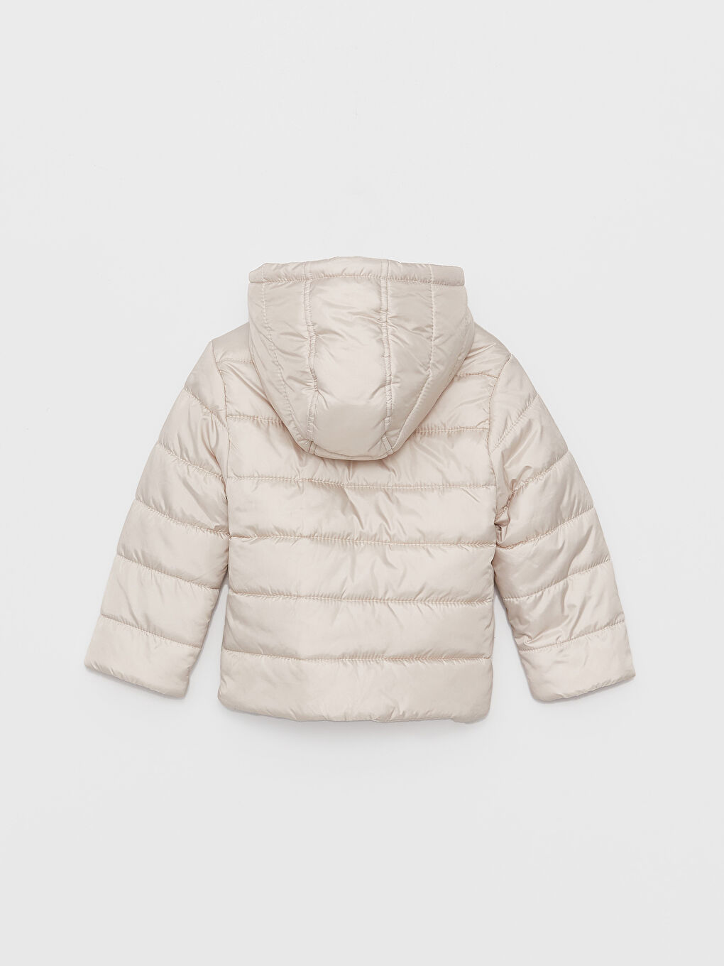 Bej Kapüşonlu Uzun Kollu Erkek Bebek Şişme Mont-1
