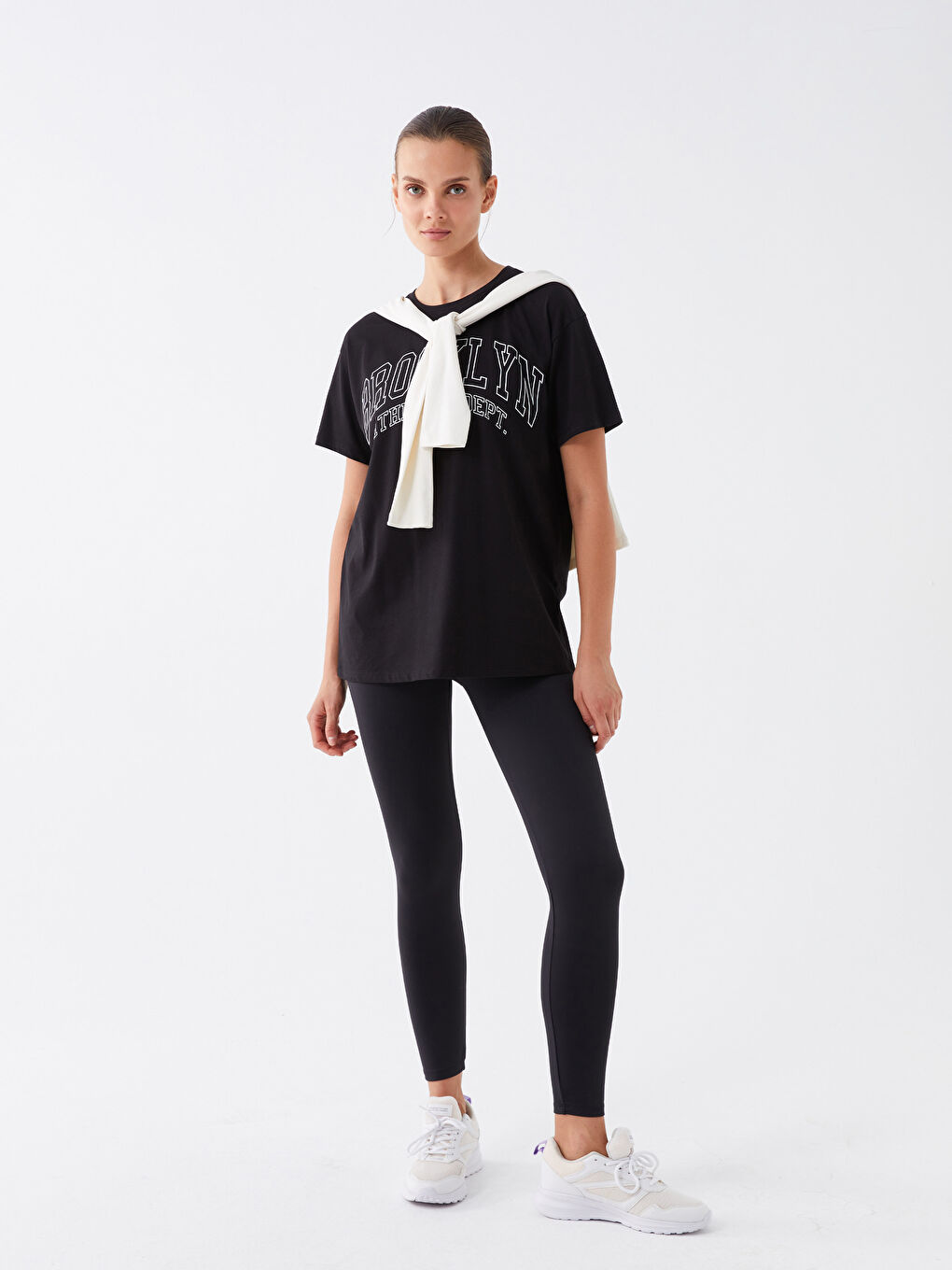 Elasticated Waist Plain Interlock Women's Leggings-1