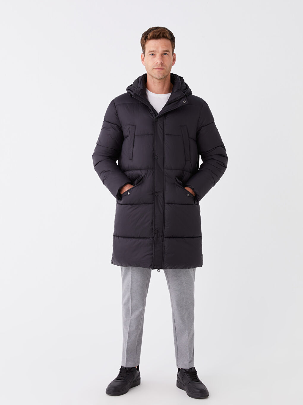 Standard Fit Hooded Men's Puffer Coat-2