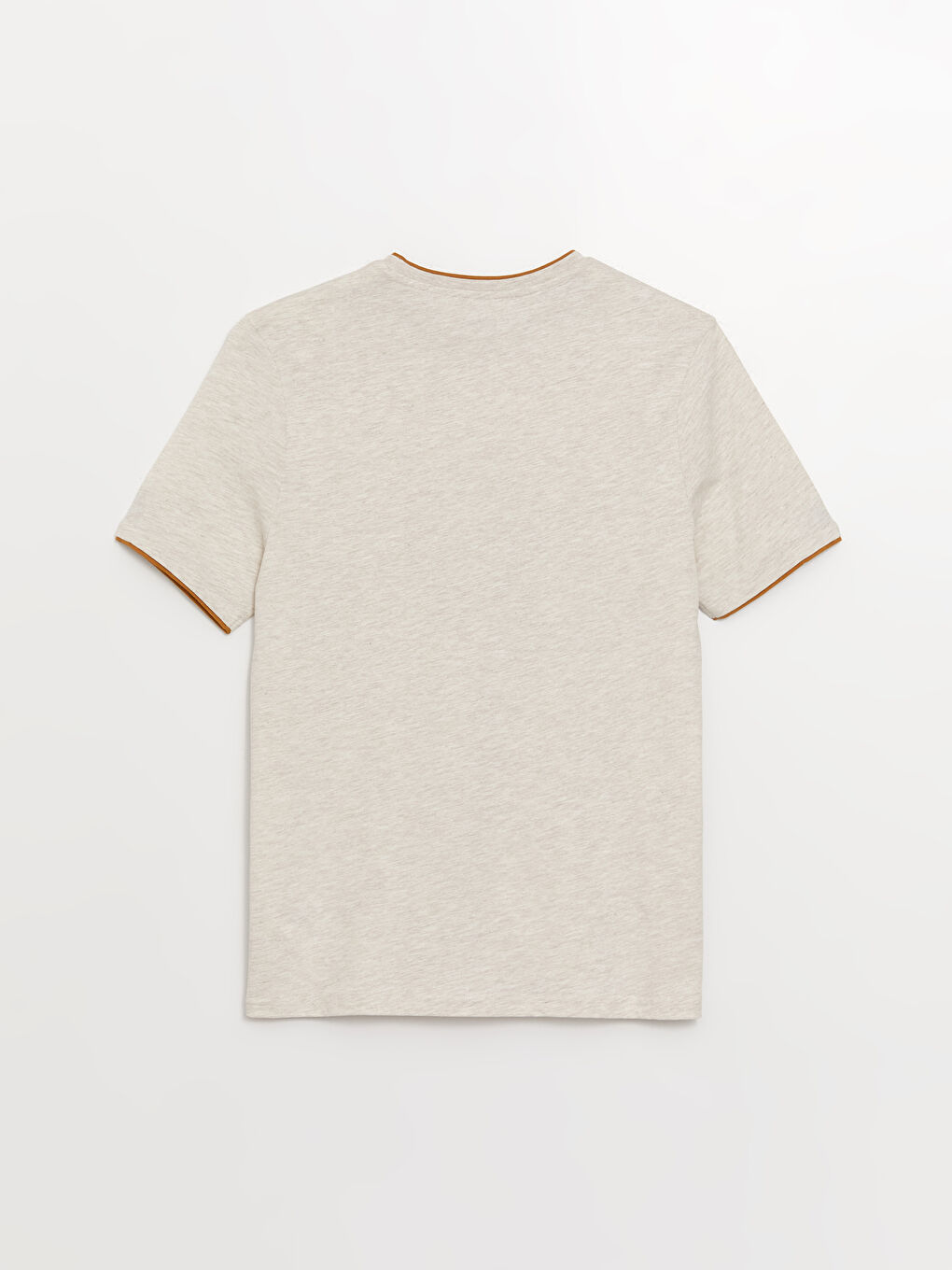 Bej Bisiklet Yaka Kısa Kollu Baskılı Penye Erkek Tişört-6