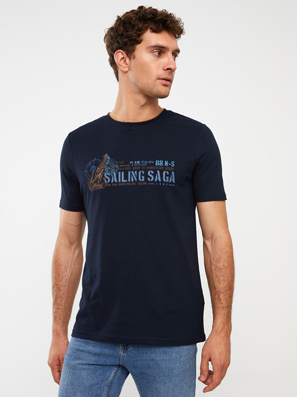 Crew Neck Short Sleeve Printed Combed Cotton Men's T-shirt-1