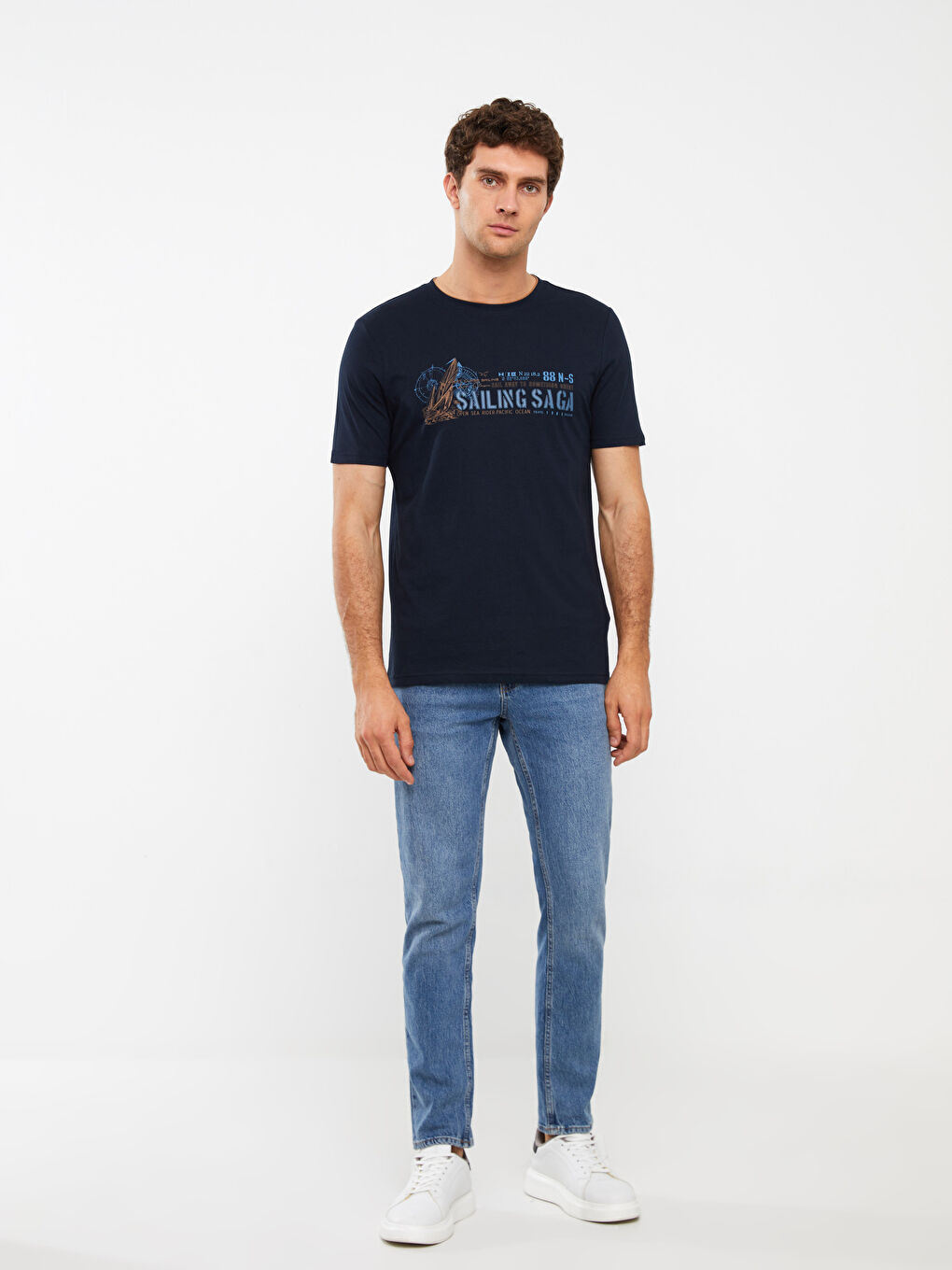 Crew Neck Short Sleeve Printed Combed Cotton Men's T-shirt-2