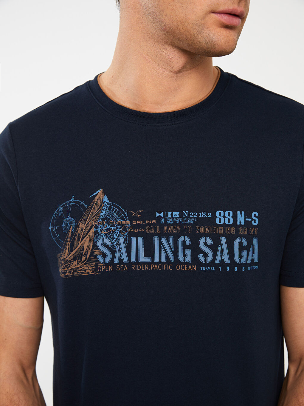 Crew Neck Short Sleeve Printed Combed Cotton Men's T-shirt-3