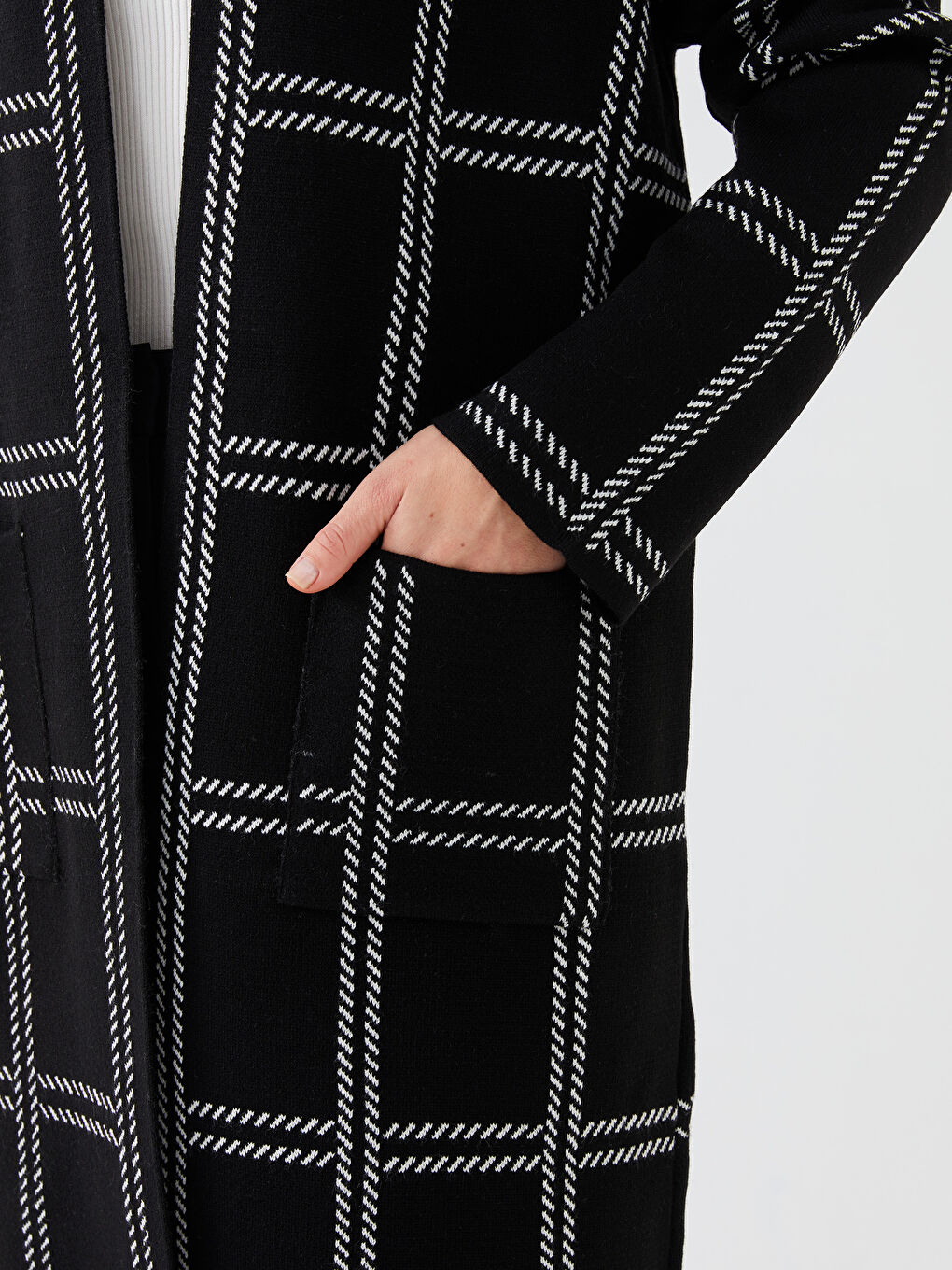 Shawl Collar Patterned Long Sleeve Women's Knitwear Cardigan-3