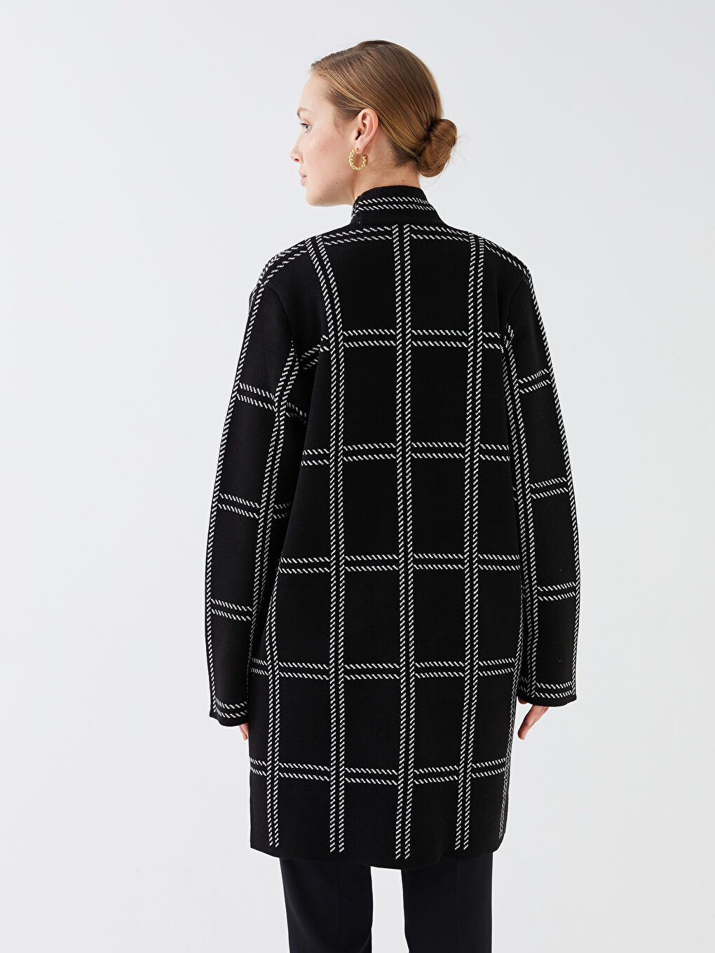 Shawl Collar Patterned Long Sleeve Women's Knitwear Cardigan-4