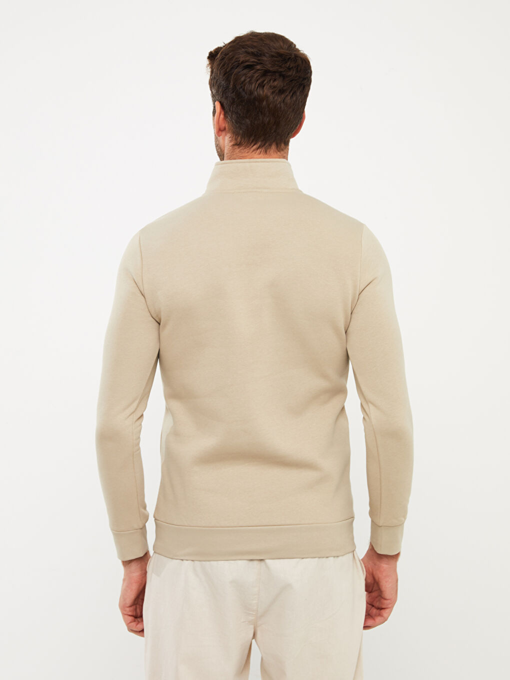 Funnel Neck Long Sleeve Printed Men's Thick Sweatshirt-4