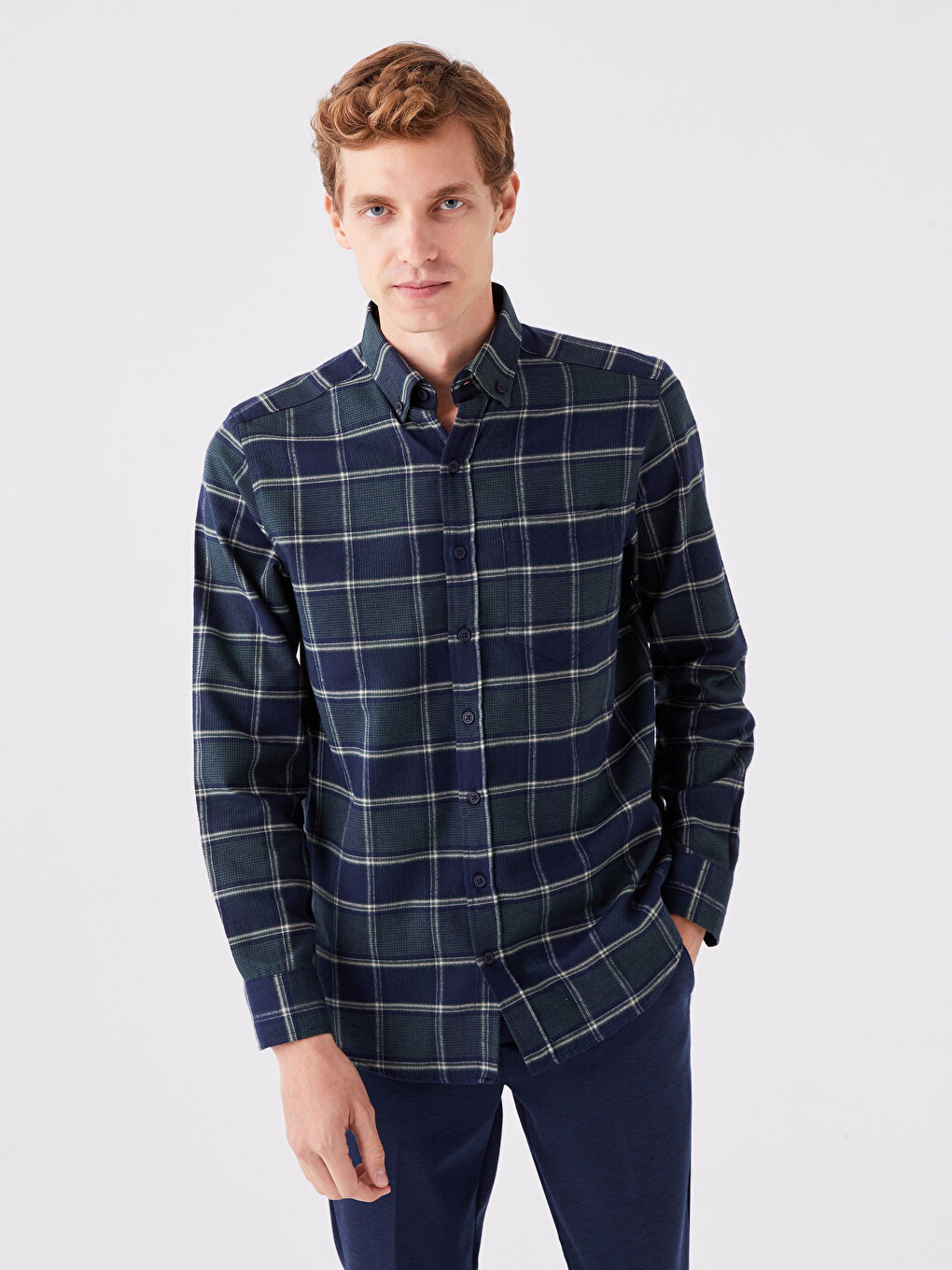 کراس قۆڵ درێژ چوارخانە گاباردین ئاسایی بۆ پیاوان-1