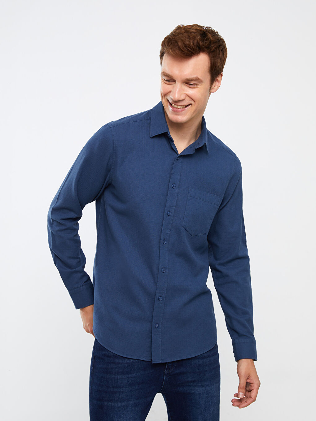 İndigo Regular Fit Uzun Kollu Poplin Erkek Gömlek