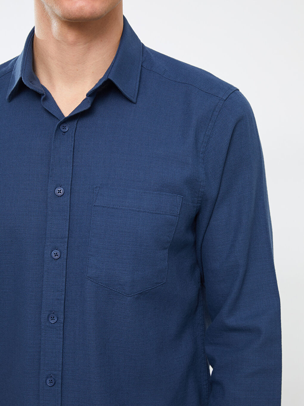 İndigo Regular Fit Uzun Kollu Poplin Erkek Gömlek-3
