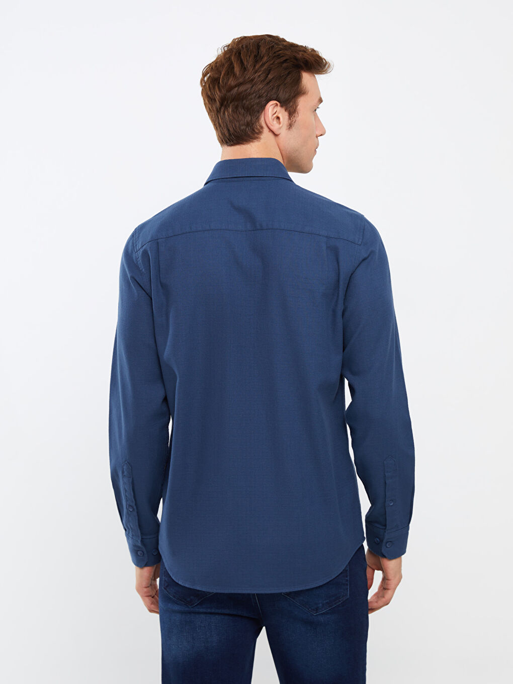 İndigo Regular Fit Uzun Kollu Poplin Erkek Gömlek-4