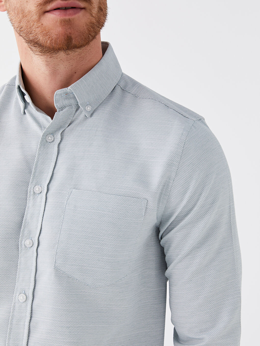 Turkuaz Regular Fit Uzun Kollu Armürlü Erkek Gömlek-3