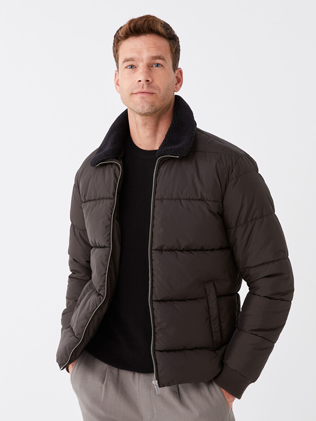 Palton Slim Fit cu Guler pentru Bărbați