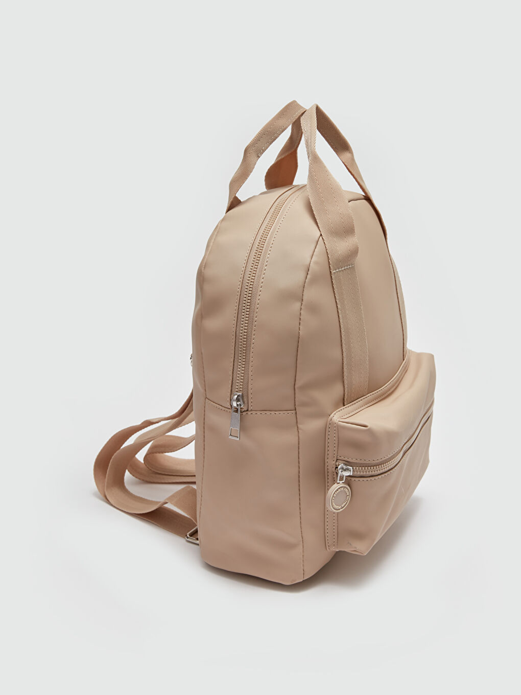 Bej Deri Görünümlü Kadın Sırt Çantası-4