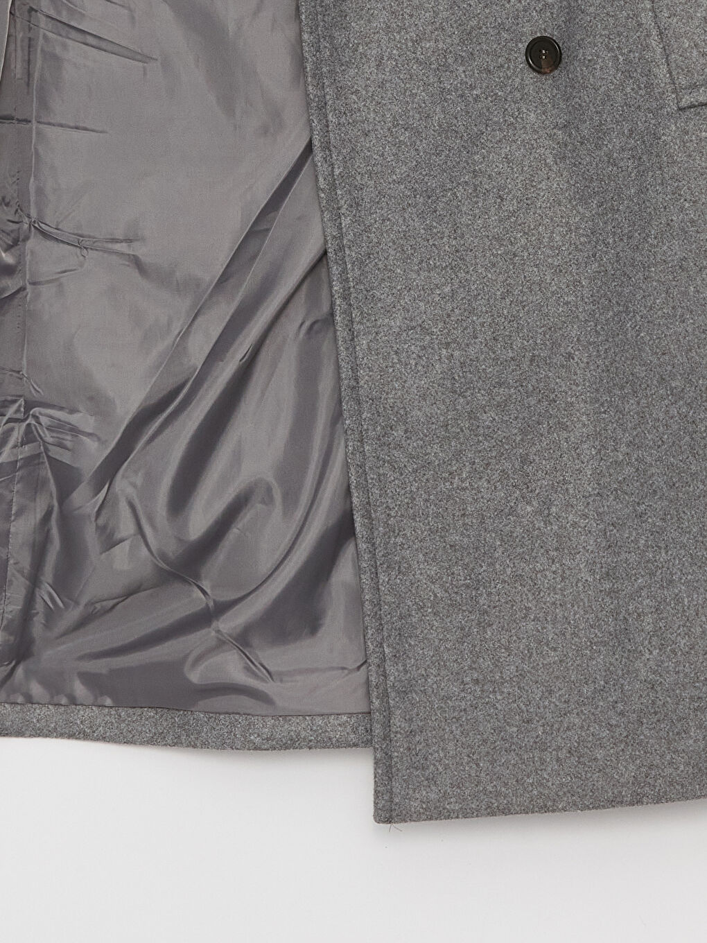 Gri Ceket Yaka Kadın Kaşe Kaban-9