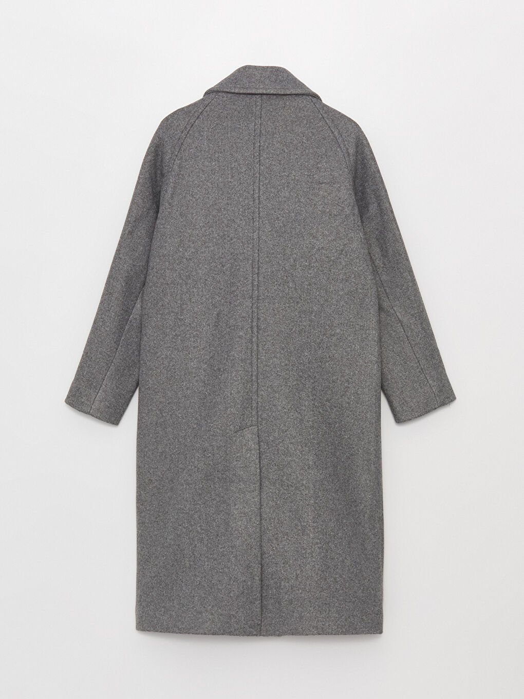 Gri Ceket Yaka Kadın Kaşe Kaban-10