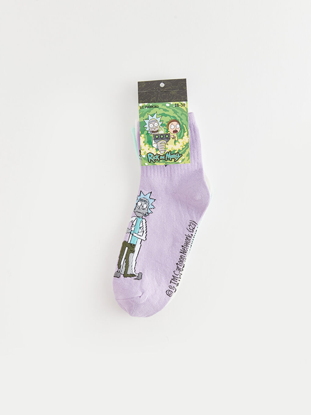 LCW DREAM Lıla Rick and Morty Baskılı Kadın Soket Çorap 3'lü Paket