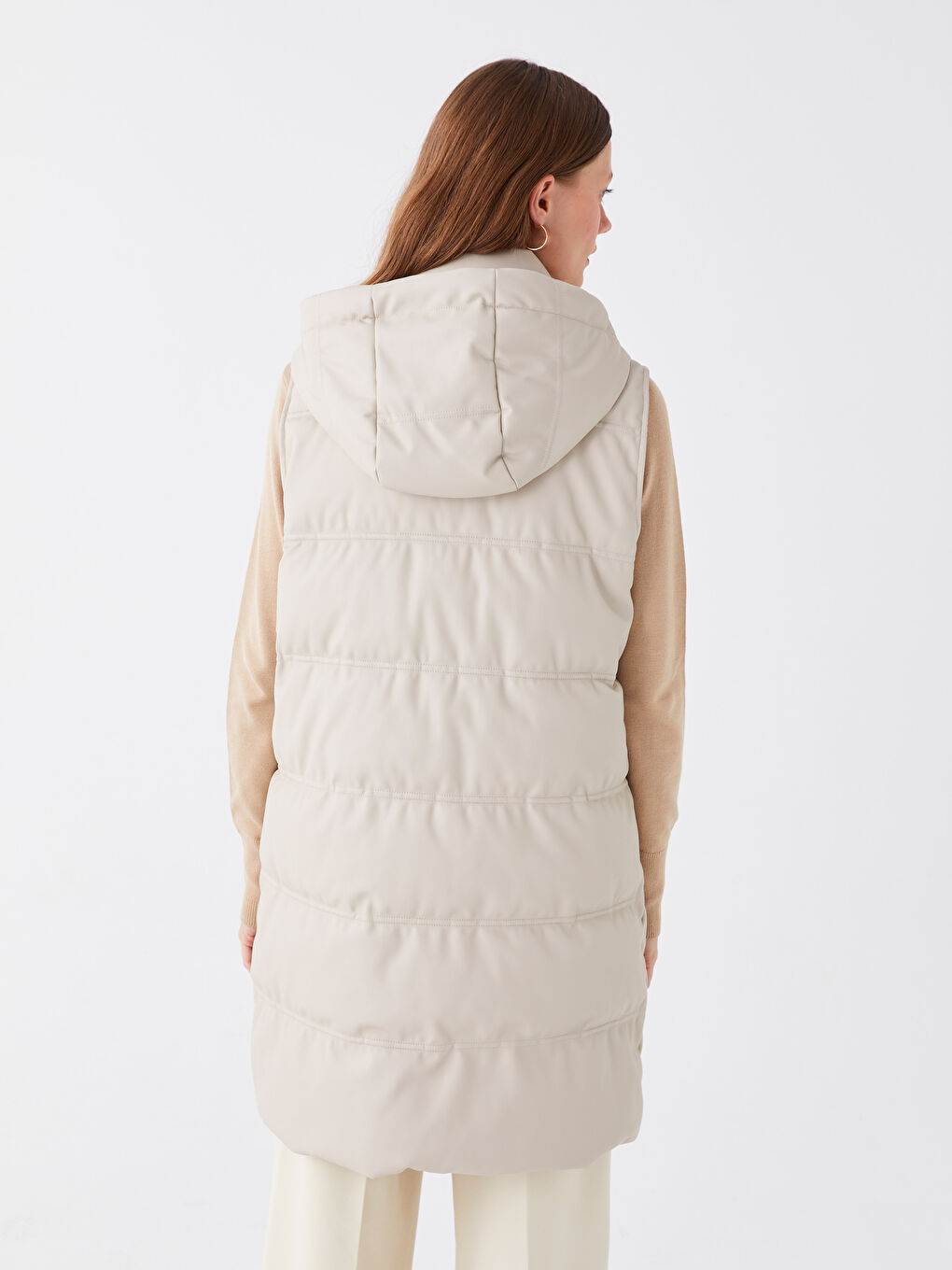 LCWAIKIKI Classic Hooded Plain Faux Leather Women's Puffer