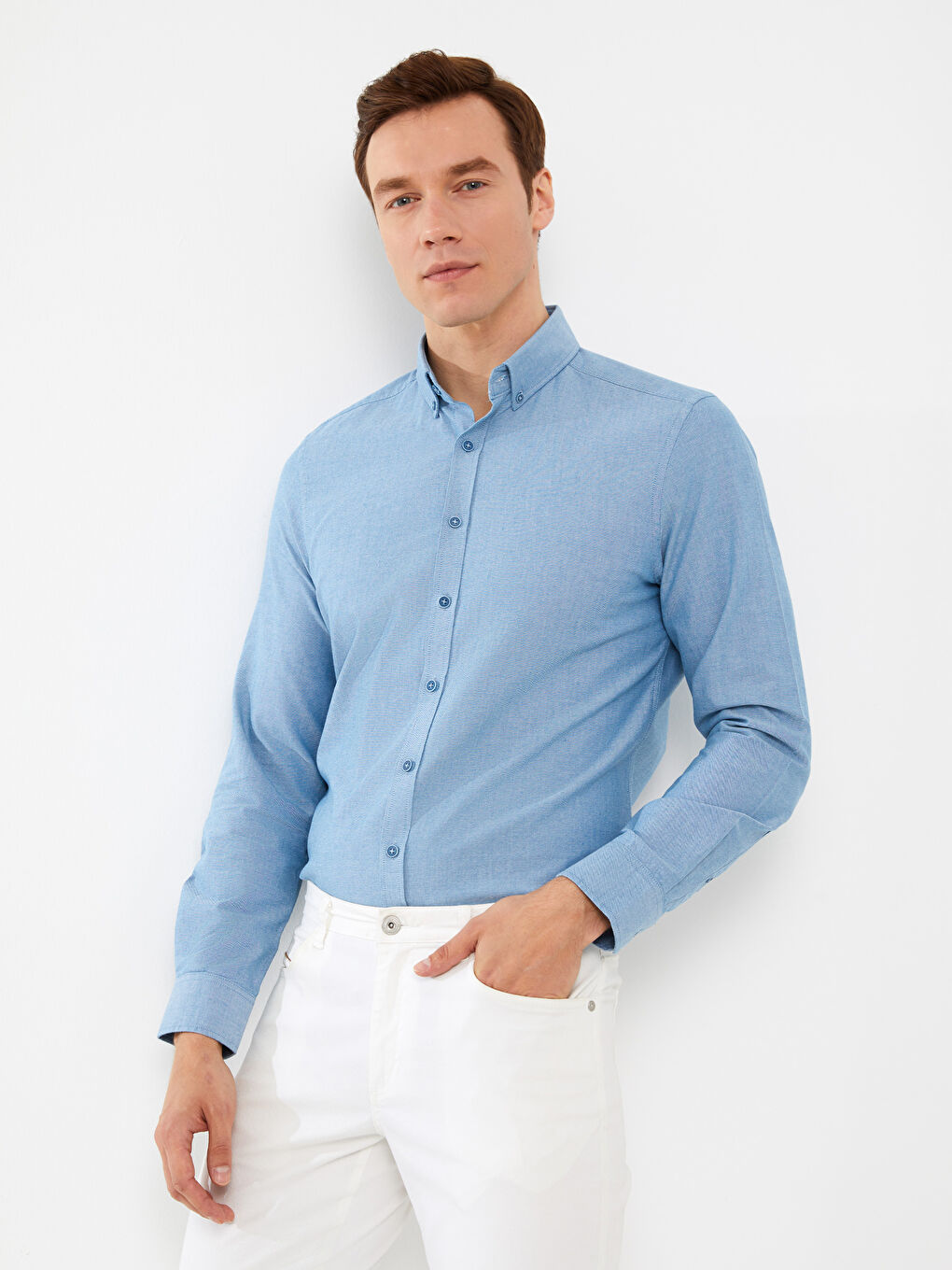 Slim Fit Long Sleeve Oxford Men's Shirt