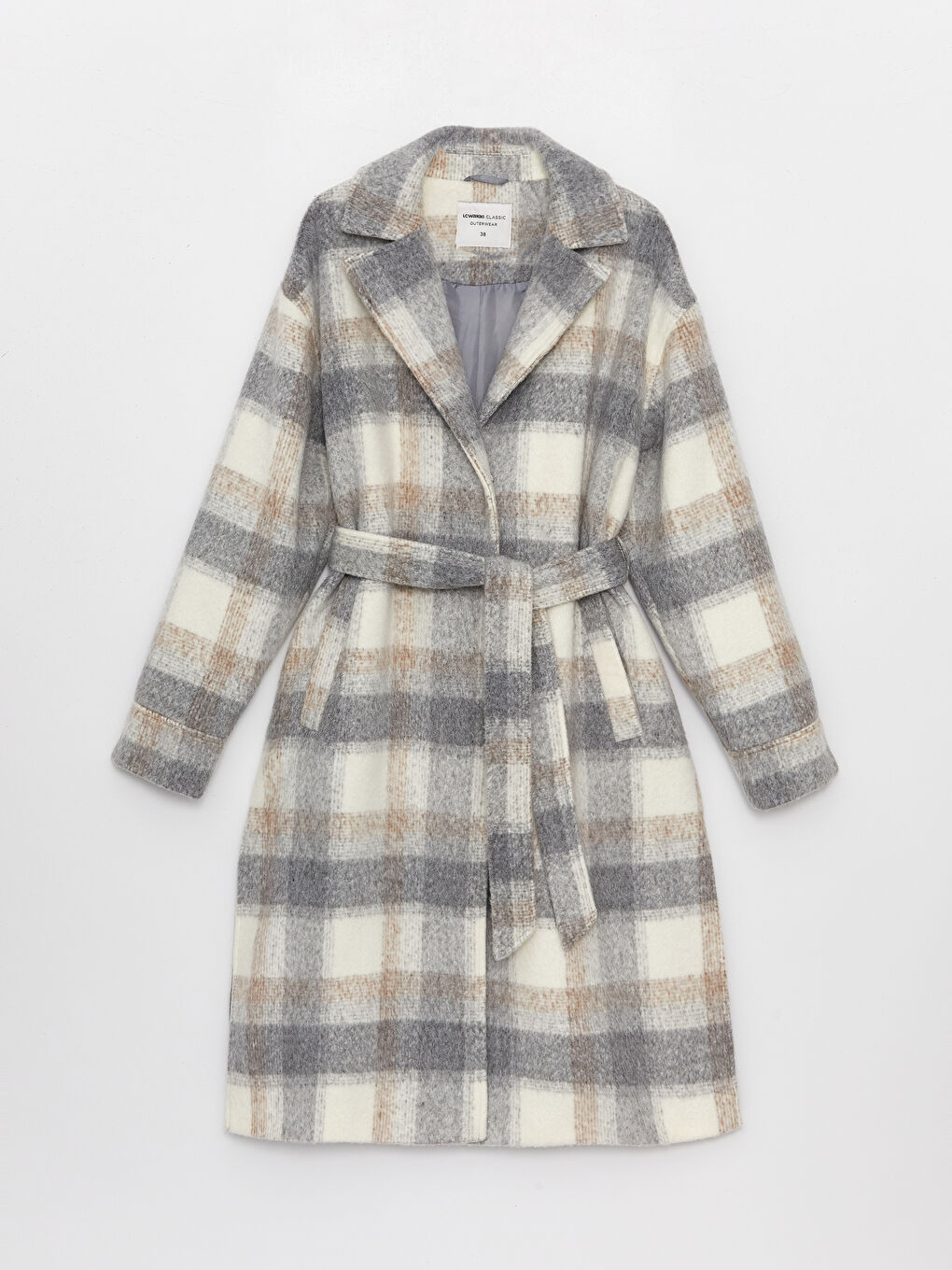 Παλτό από μαλλί Καρό Γιακάς μπουφάν Γυναικεία Κύρος-5