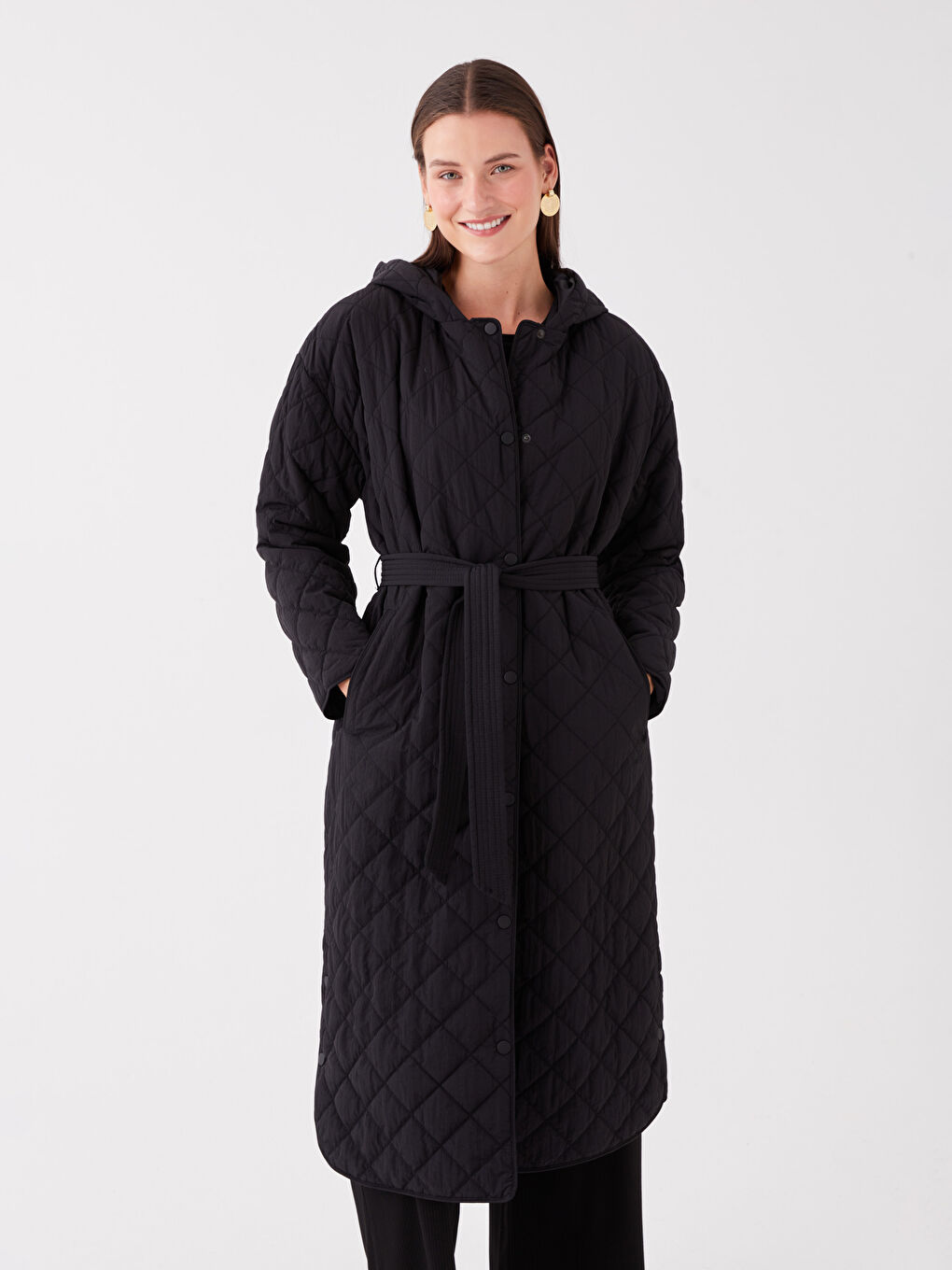 Hooded Quilted Women's Puffer Coat-1