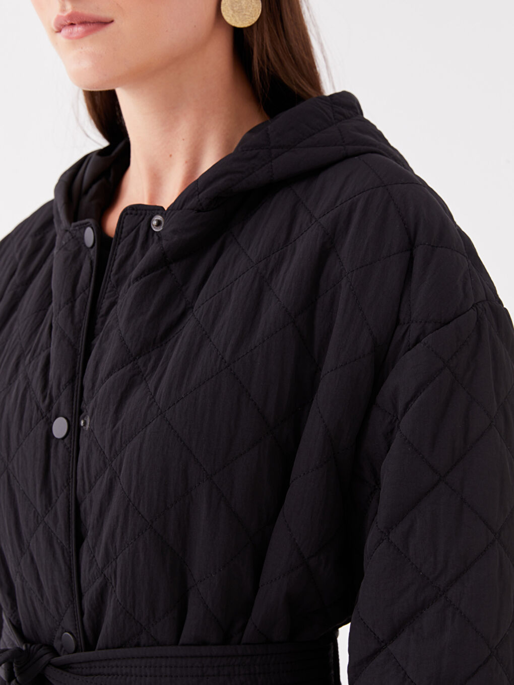 Hooded Quilted Women's Puffer Coat-3