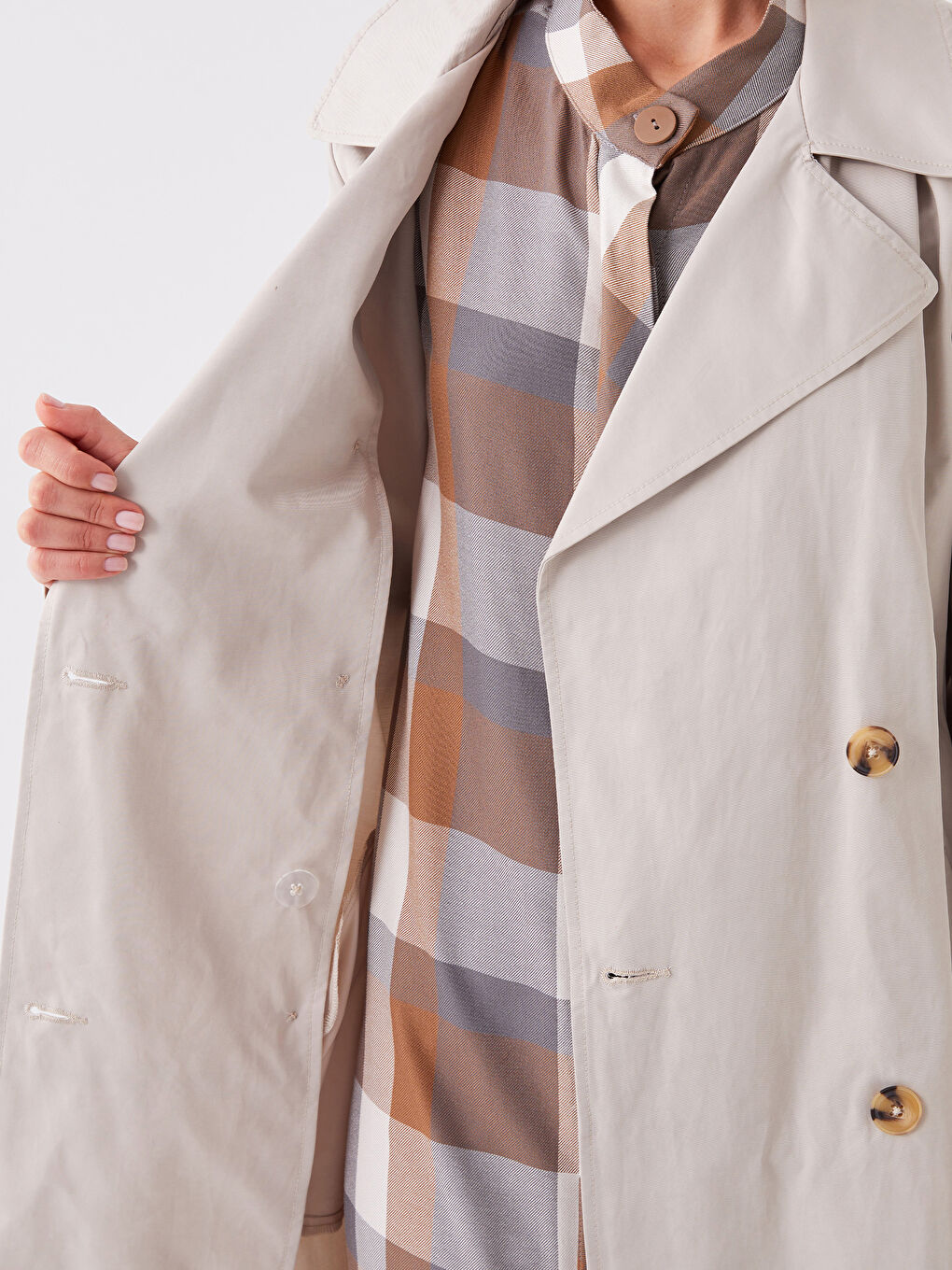 Trenci Pentru Femei Cu Guler Tip Jachetă-4