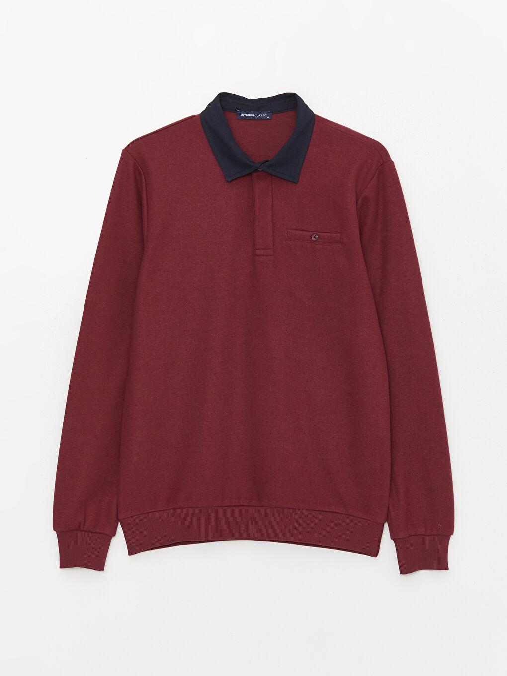 LCWAIKIKI Classic Bordo Polo Yaka Uzun Kollu Erkek Sweatshirt - 5