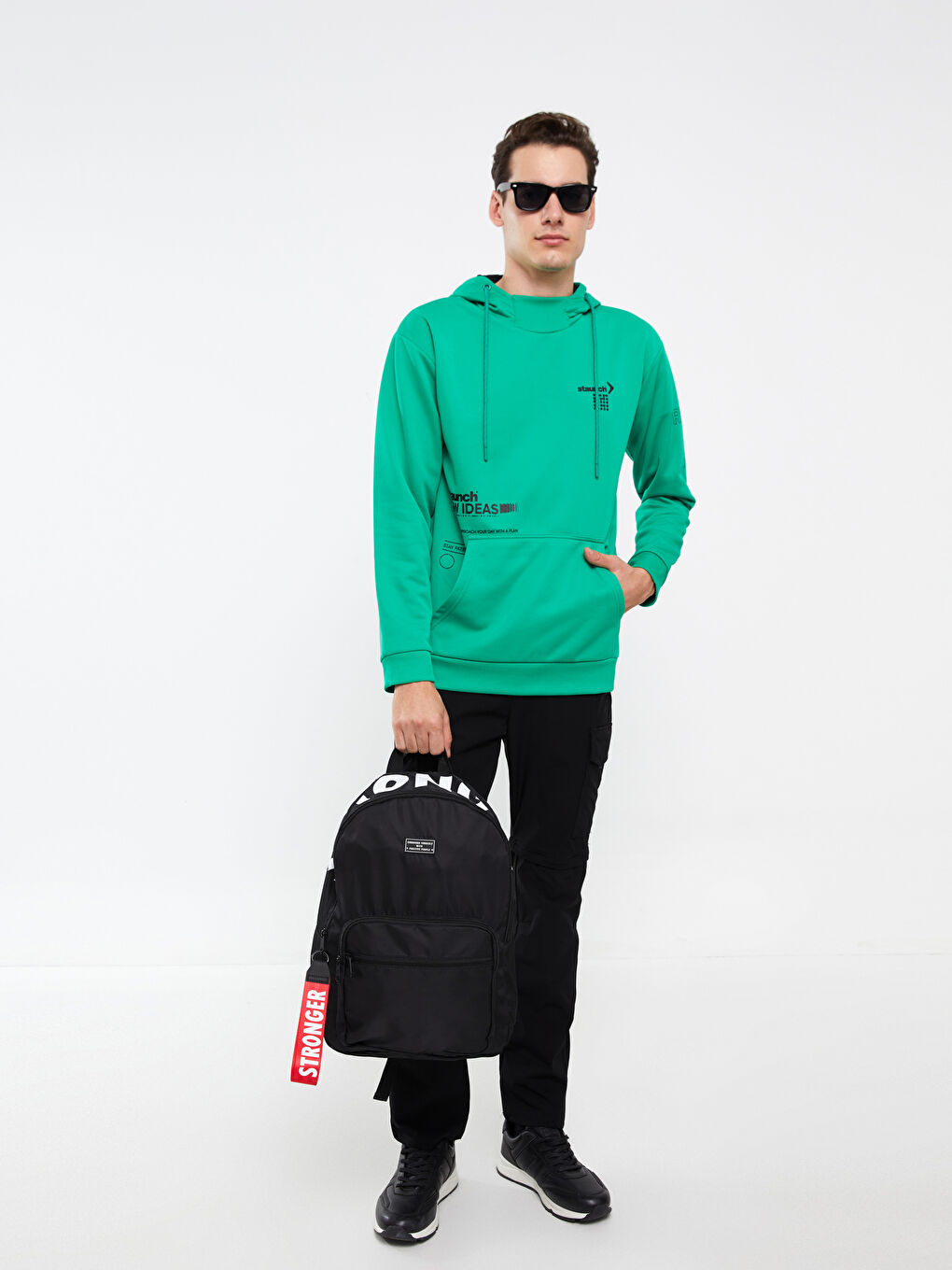 Siyah Yazı Baskılı Erkek Sırt Çantası-1