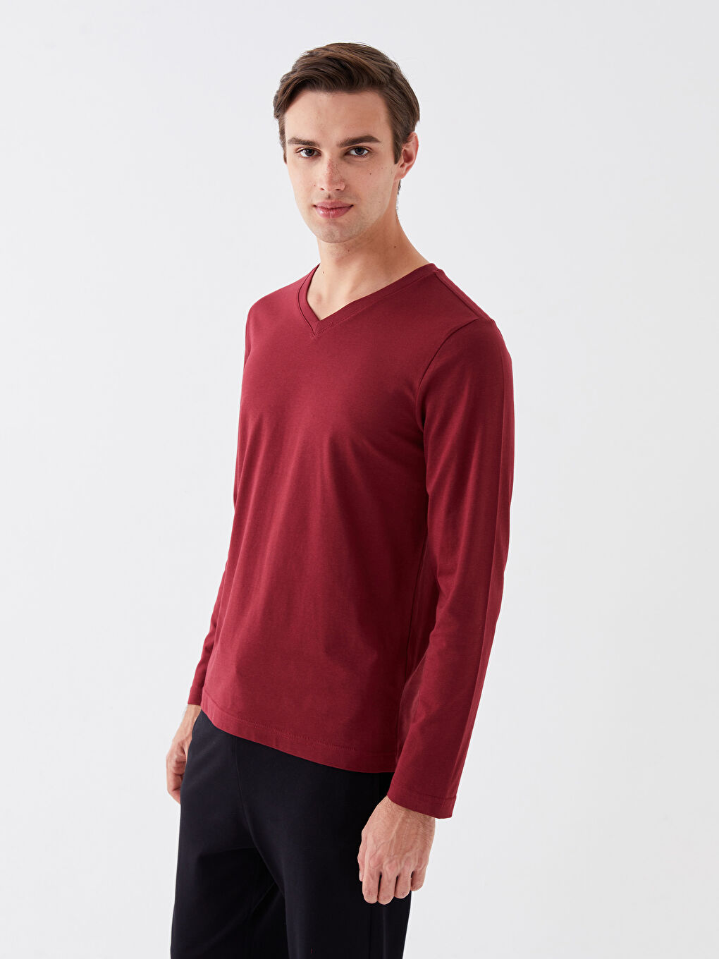 LC WAIKIKI V-Neck Long Sleeve Men's Undershirt -W31640Z8-HMS