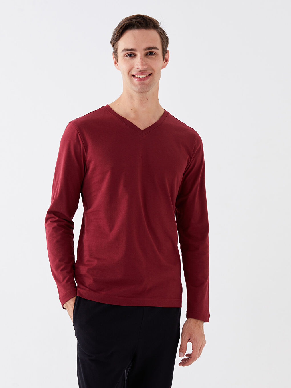 LC WAIKIKI V-Neck Long Sleeve Men's Undershirt -W31640Z8-HMS