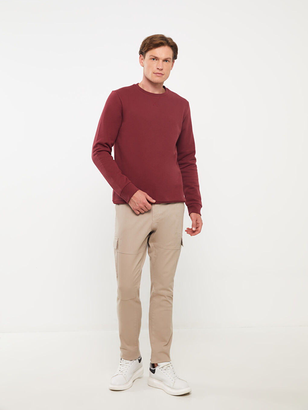 LCWAIKIKI Classic Bordo Bisiklet Yaka Uzun Kollu Erkek Sweatshirt - 2