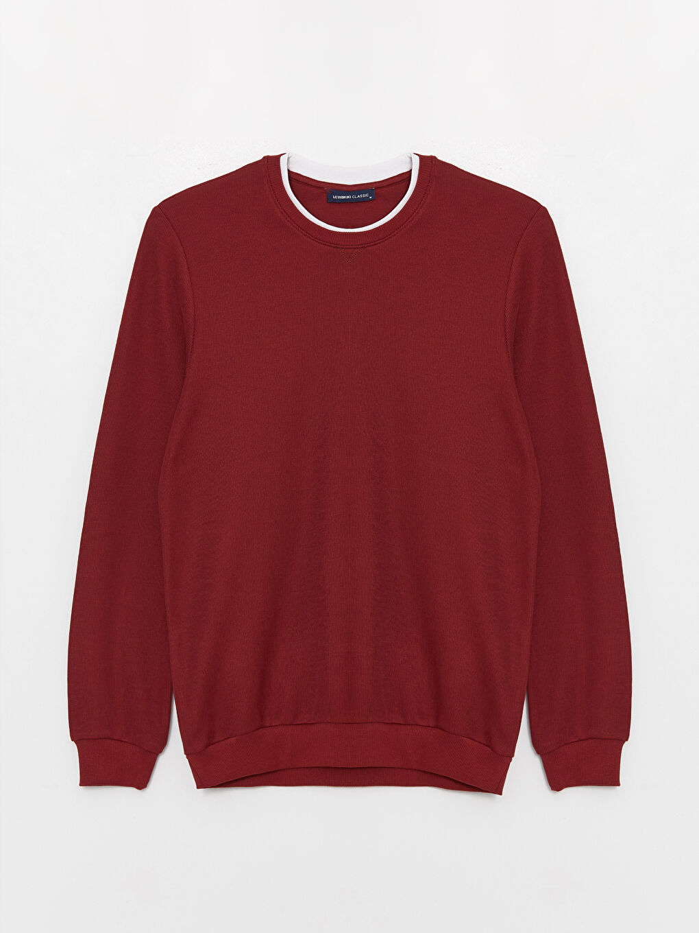 LCWAIKIKI Classic Bordo Bisiklet Yaka Uzun Kollu Erkek Sweatshirt - 5