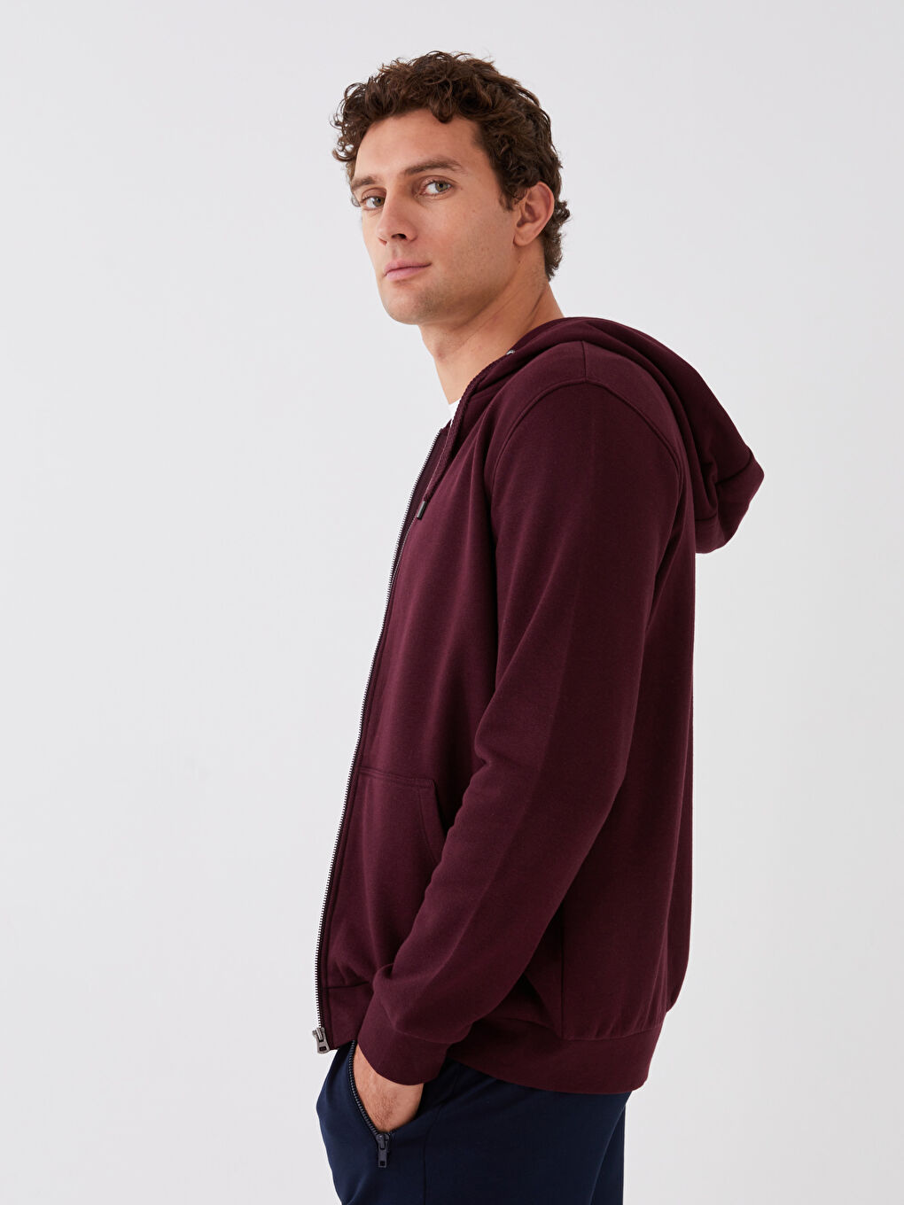 Hooded Long Sleeve Men's Thick Zip-Up Sweatshirt