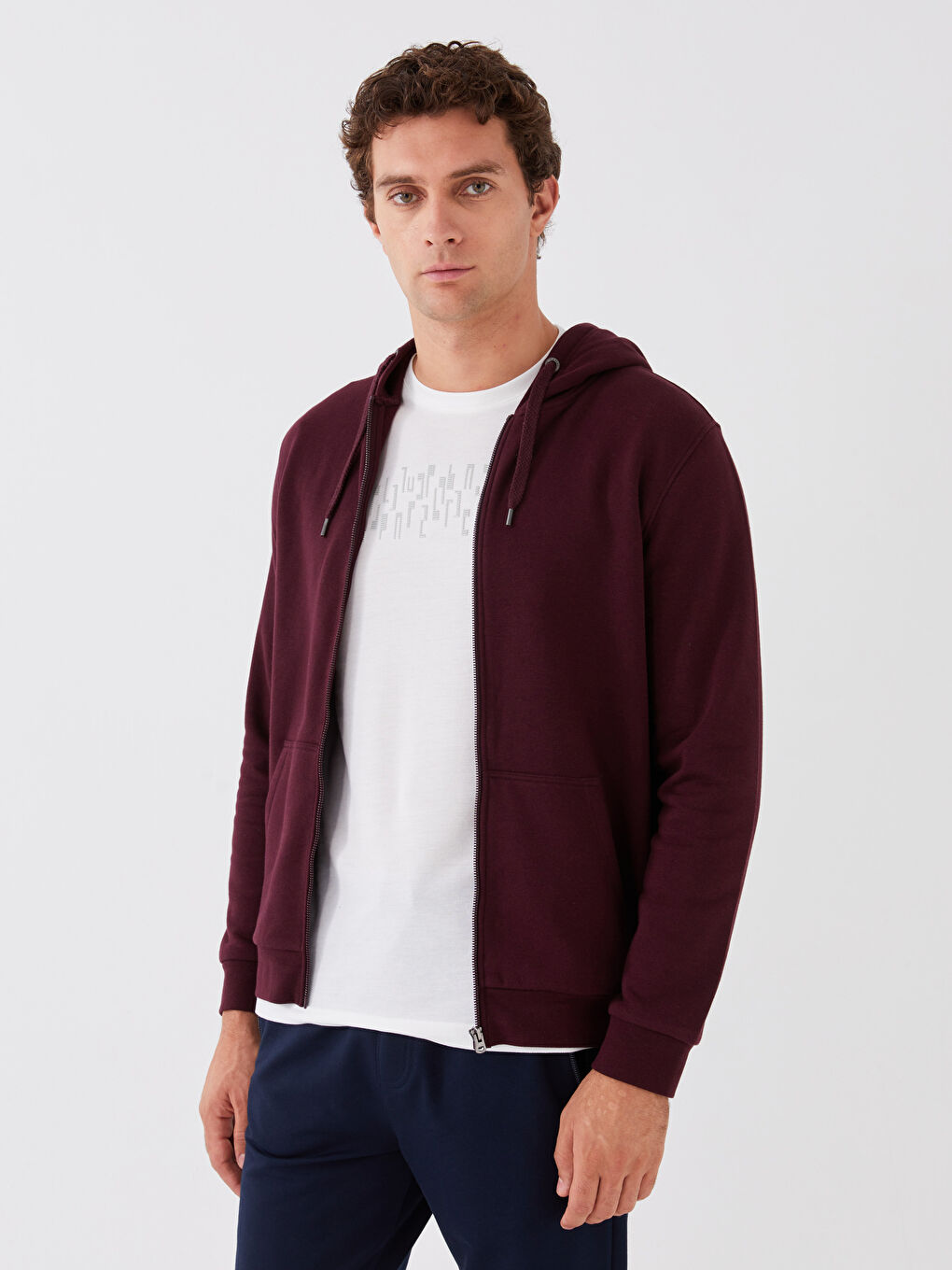 Hooded Long Sleeve Men's Thick Zip-Up Sweatshirt-1