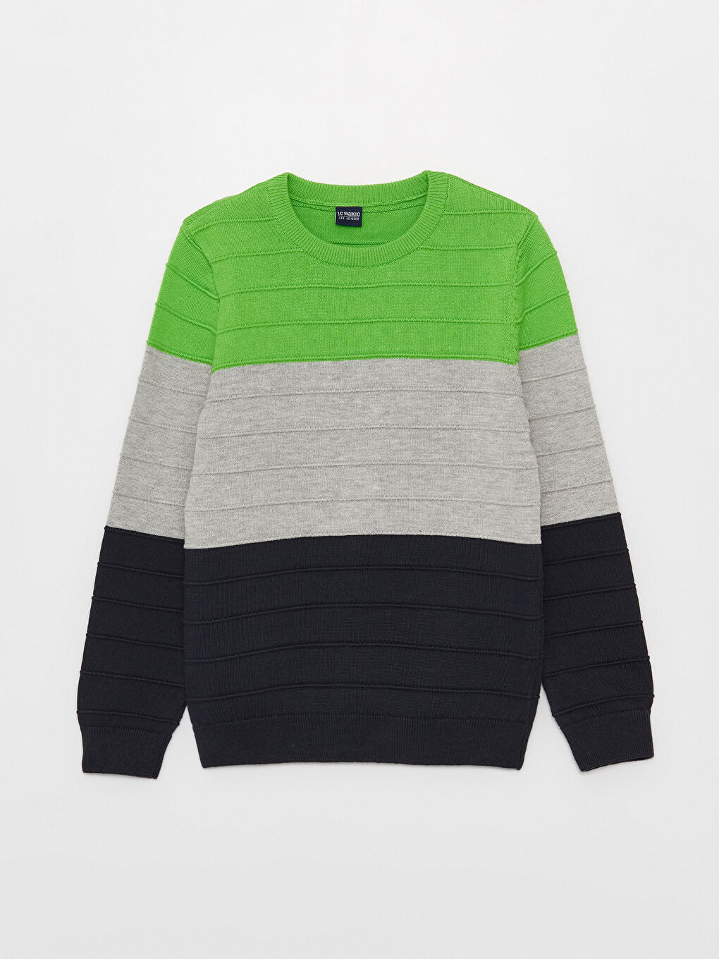 Crew Neck Color Block Long Sleeve Boys' Knitwear Sweater -W31664Z4-LFT