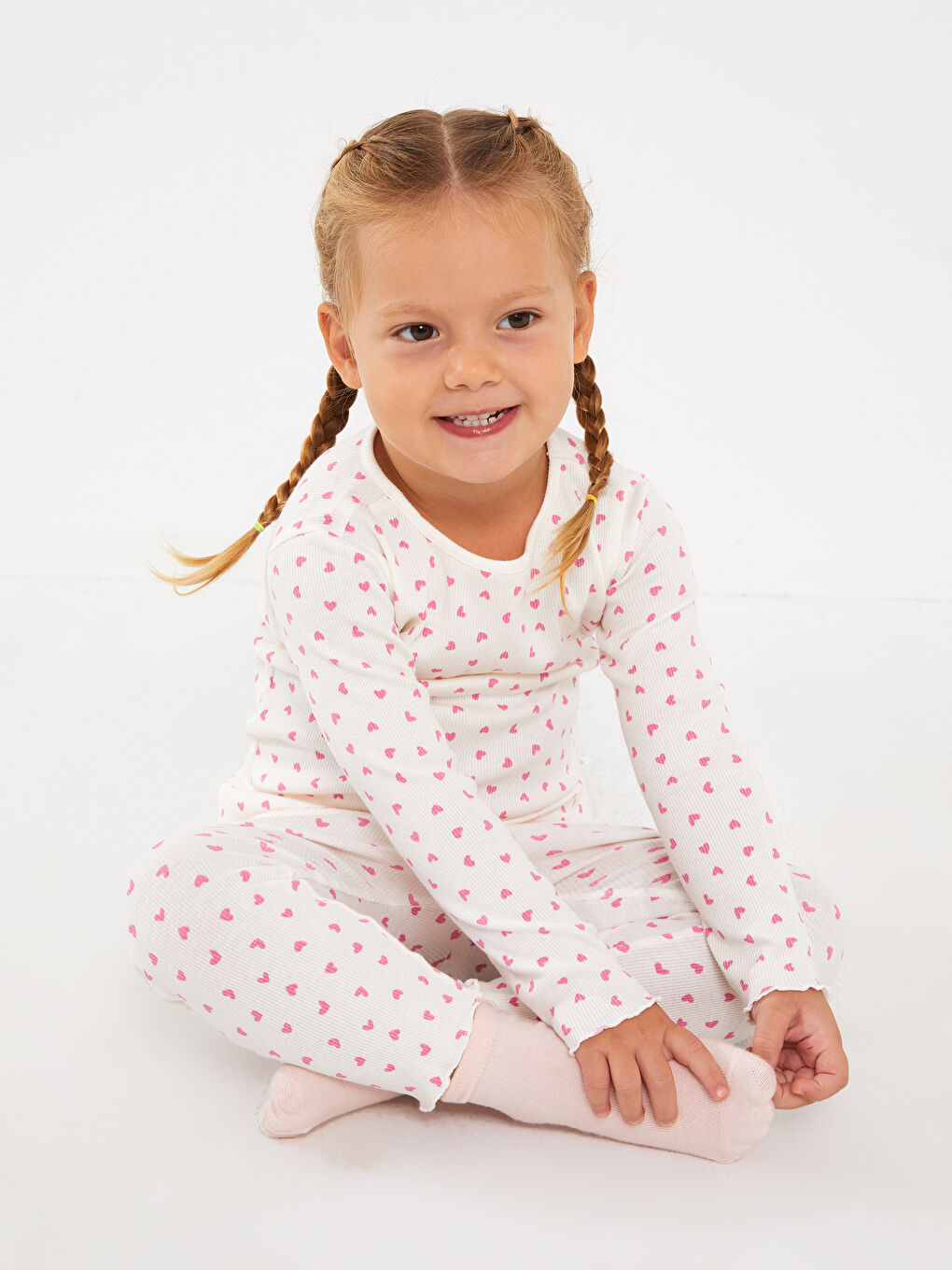 Bisiklet Yaka Desenli Yumuşak Dokulu Kız Bebek Pijama Takımı-1