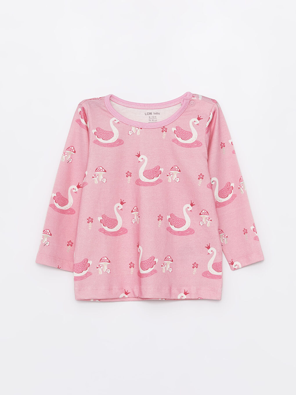 طقم بيجاما للبنات الصغار برقبة دائرية ومطبوع-1