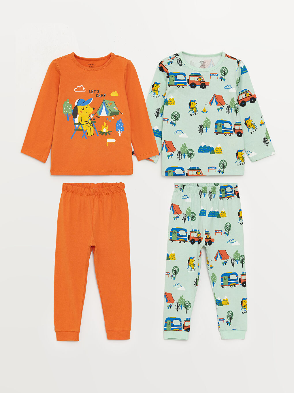 Ensemble de pyjama bébé garçon col rond manches longues lot de 2