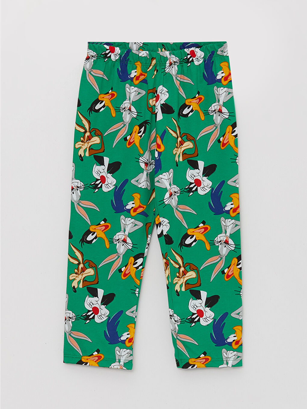 Yeşil Polo Yaka Looney Tunes Baskılı Erkek Bebek Pijama Takımı-3