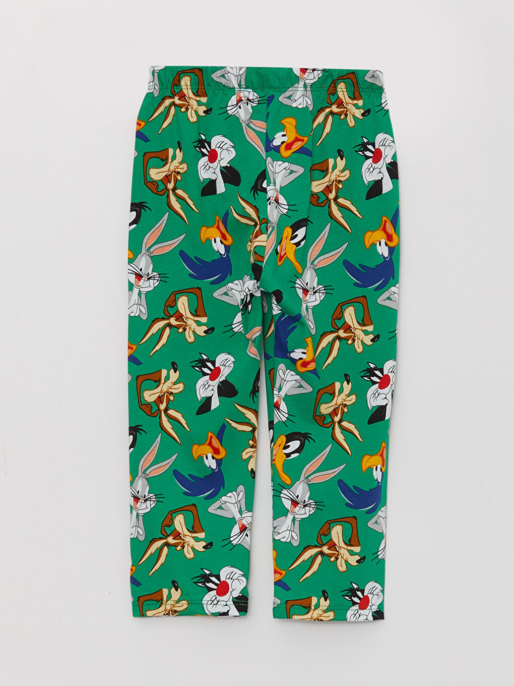 Yeşil Polo Yaka Looney Tunes Baskılı Erkek Bebek Pijama Takımı-4