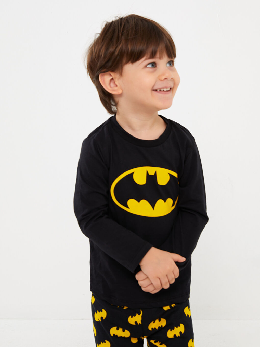 LCW baby Siyah Bisiklet Yaka Uzun Kollu Batman Baskılı Erkek Bebek Pijama Takımı - 2