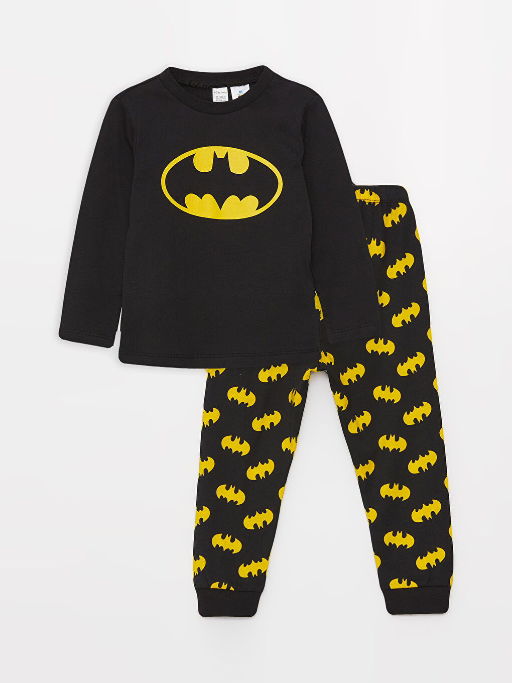 LCW baby Siyah Bisiklet Yaka Uzun Kollu Batman Baskılı Erkek Bebek Pijama Takımı - 3