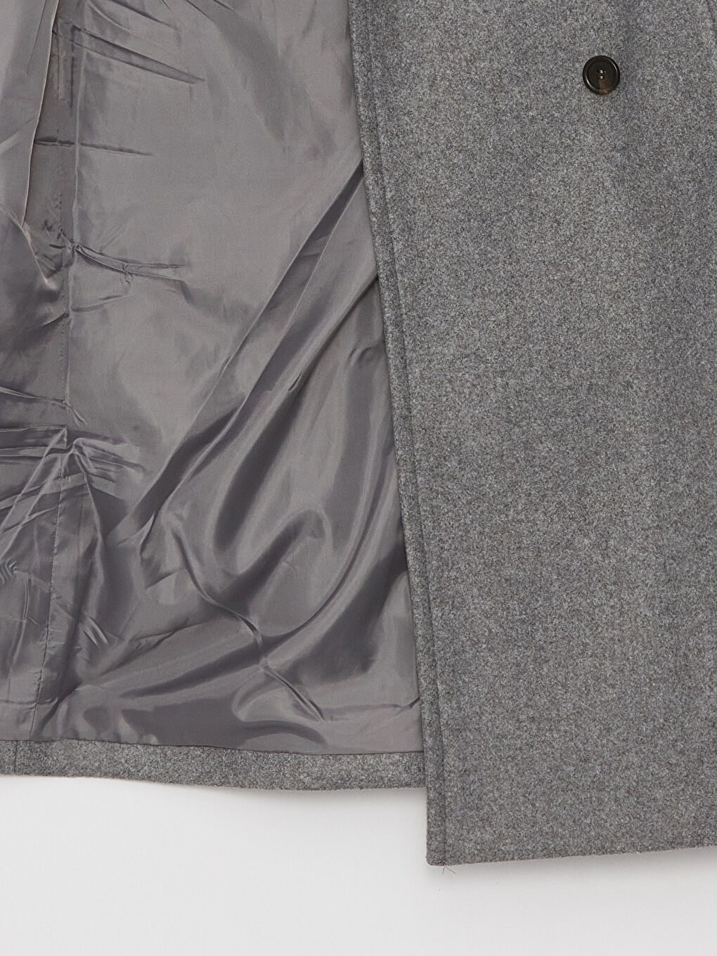 Gri Ceket Yaka Kadın Kaşe Kaban-7